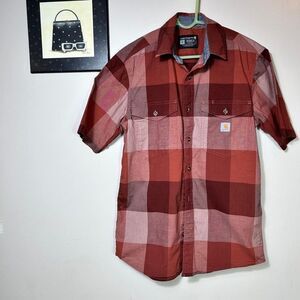 Carhartt Men's Burgundy Plaid Button Down Shirt